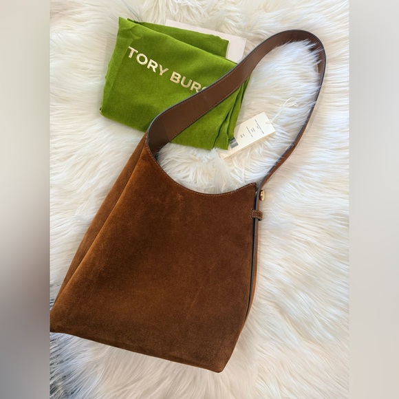 💯 Tory Burch Small Romy Suede Hobo - Picture 5 of 11